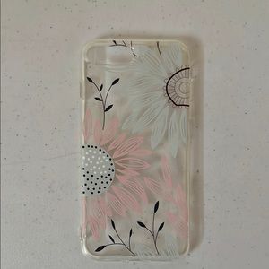 Floral Clear iPhone 7 Plus Phone Case - Pink and Blue
